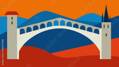 Historic Bosnia Mostar Bridge an iconic architectural gem and cultural landmark