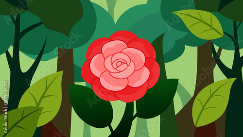 Delicate camellia flowers in a temperate forest a beautiful natural floral display