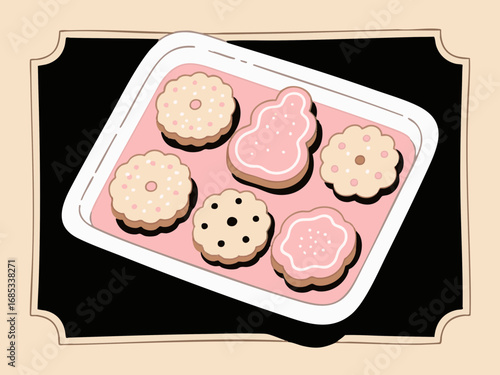 simple Retro and pop, cookies illustration set. Cute. Simple. Event. snacks. sweets.