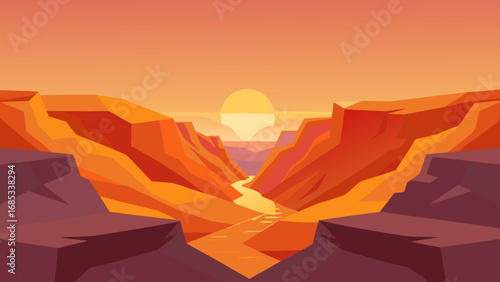 Stunning canyon view at sunrise a spectacular natural landscape vista
