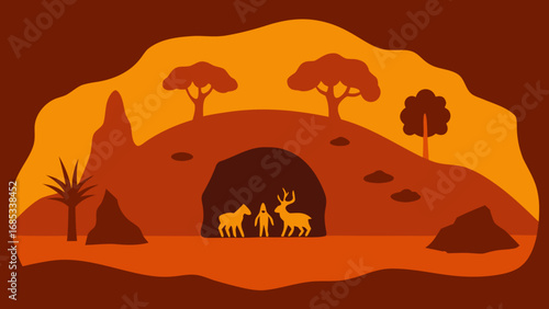Historic cave paintings in a grotto a remarkable ancient art and cultural site