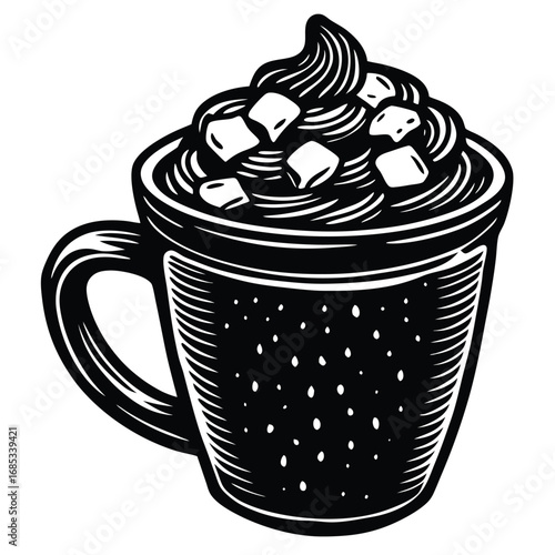 Brown coffee, hot tea, and other delicious beverages in a mug with steam and aroma are a perfect kitchen sign for any cafe