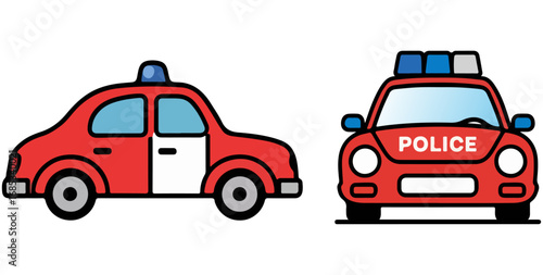 Police Car vector drawing illustration on a white template background
