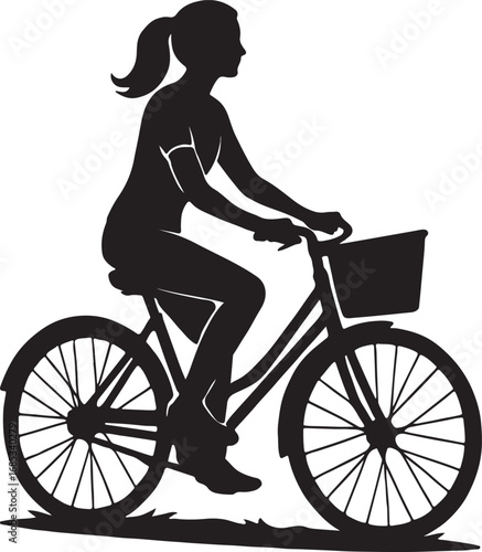 silhouette of a girl with a bicycle