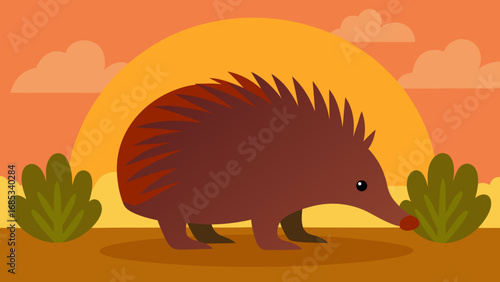 Observe an Echidna Snuffling for Food a Unique Australian Animal in its Natural Habitat