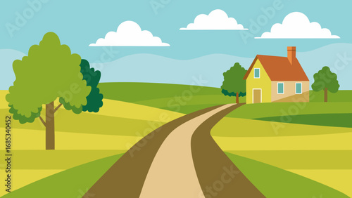 Stroll Along an English Countryside Lane a Picturesque Scene of Rural Charm and Greenery