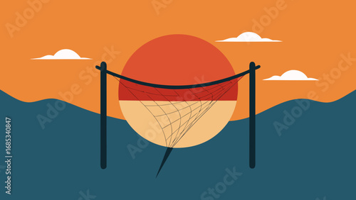 Observe a Fishing Net Drying on the Shore a Classic Scene of Coastal Life and Maritime Tradition
