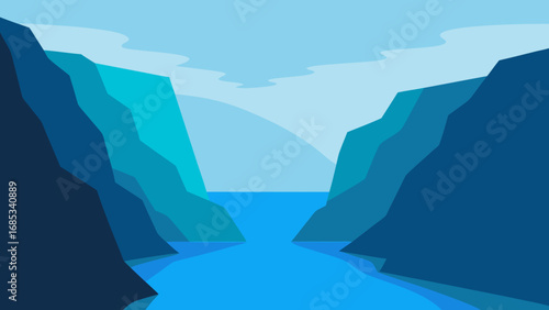Navigate a Fjord with Steep Cliffs and Calm Water a Majestic Landscape of Nordic Serenity