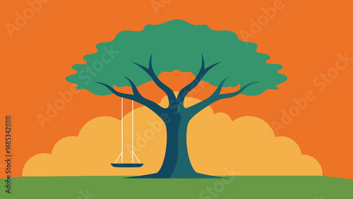 Find Serenity by an Ancient Tree with a Swing a Timeless Scene of Nature and Childhood Joy