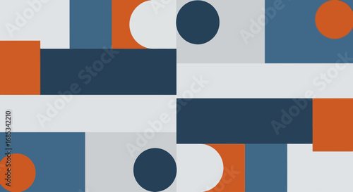 Abstract Geometric Shapes Composition with Color Blocks and Minimalist Design for Web and Print