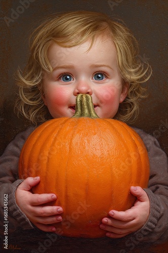  Baby with Pumpkin: Adorable Halloween Moment