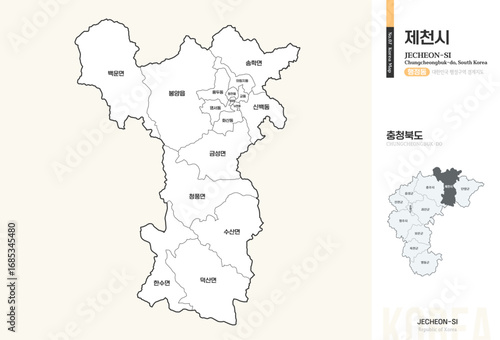 충청북도 제천시 행정동 윤곽선 지도