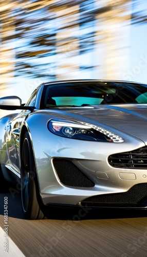 Speeding Luxury Car on Road Motion Blur Effect