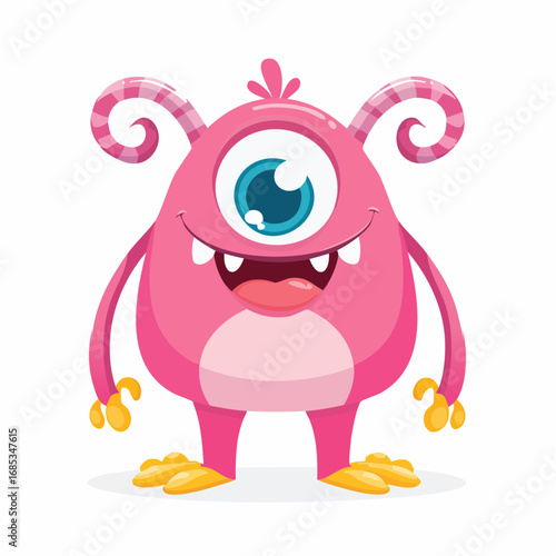 Cute Pink One Eyed Monster Character