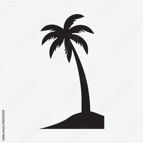 Palm Tree Symbol Vintage Flat Icon Silhouette Simple Graphic Set, Palm Tree Vector Isolated Graphic Design Art