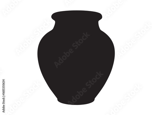  Stone Pot in silhouette white background.