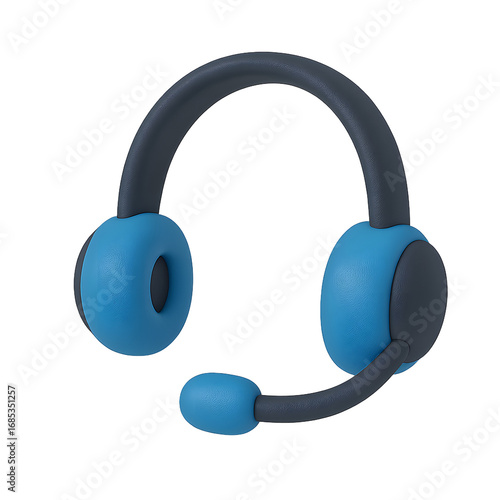 3D Customer Support Icon – Headset with Microphone