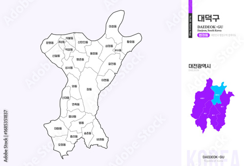 대전광역시 대덕구 법정동 윤곽선 지도