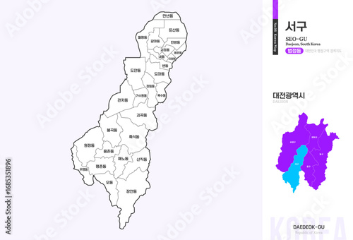 대전광역시 서구 법정동 윤곽선 지도