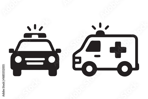 Ambulance Icon, Emergency Medical Vehicle icon - With Editable Stroke & Filled Icon