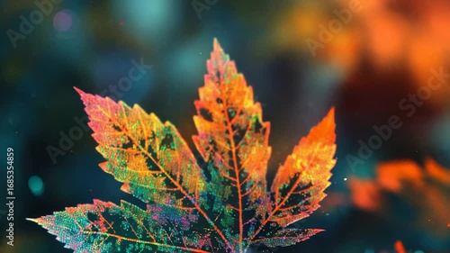Colorful maple leaf showing fall colors in nature background