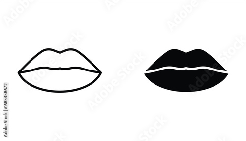 Lips icon set, Flat illustration of vector icon on white background.
