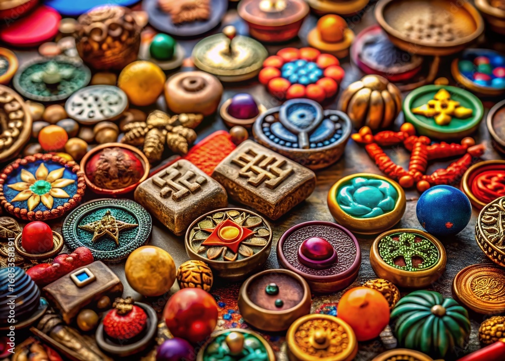 Fototapeta premium Clean Minimalist Design: Symbols & Geometric Shapes, Abstract Background, Studio Shot