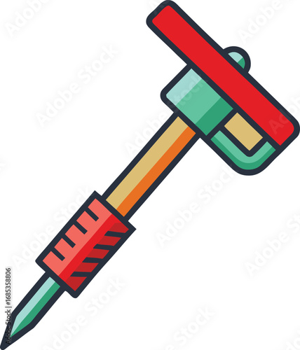 Stylized illustration of a pneumatic jackhammer tool