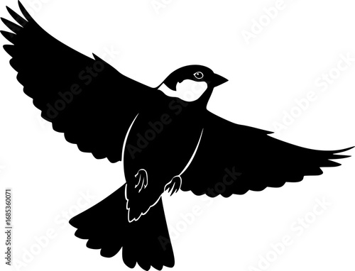 Sparrow silhouette, Sparrow svg, Flying sparrow silhouette, Flying sparrow svg, Sparrow birds svg, Sparrow clipart, Sparrow vector.