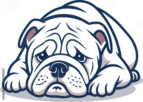 vector outline of a sleepy bulldog lying down.