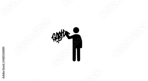 Person actively writing on wall with marker black white icon