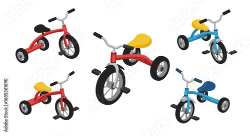 Colorful isometric tricycles for children