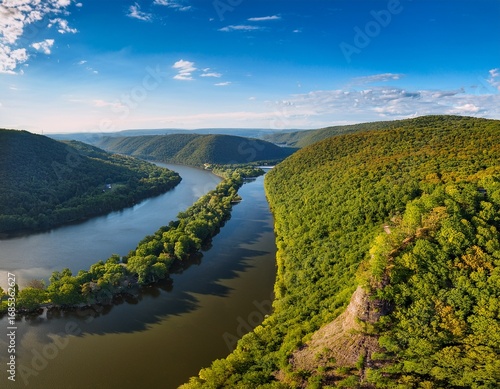 elevated panoramic view of the bear mountain state park hudson river rockland county new york state usa