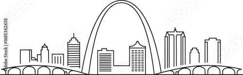 St Louis Skyline Silhouette Vector Illustration with Gateway Arch and City Buildings