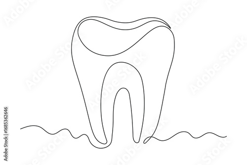 Teeth clean outline minimalist style continuous one line drawing isolated sketch