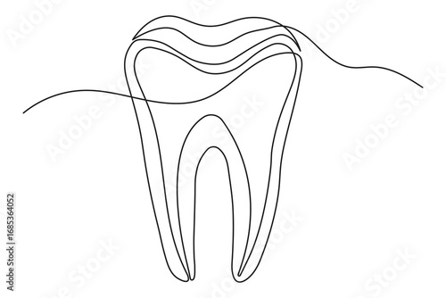 Teeth outline icon minimalist continuous one line drawing isolated clean sketch