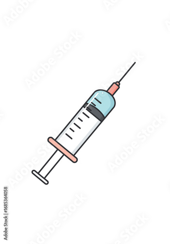 Medical syringe illustration for vaccination or injection, perfect for healthcare, science, and pharmaceutical projects