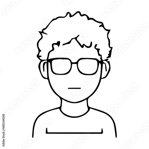 A young man with glasses and a serious expression on his face. He is wearing a shirt and he is looking down