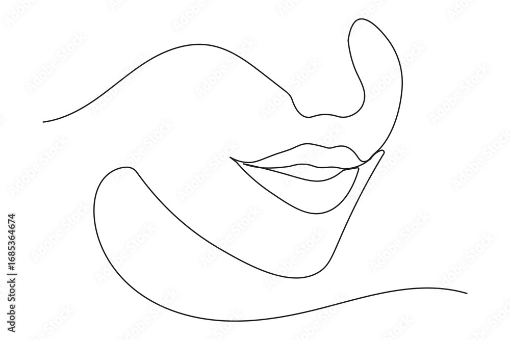 Obraz premium Abstract lips one line drawing minimalist style outline isolated illustration art