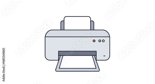 Modern printer icon ready to print documents for business or home office use, clean design