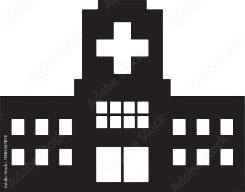 Hospital Building Silhouette Vector Illustration Healthcare Facility Medical Center