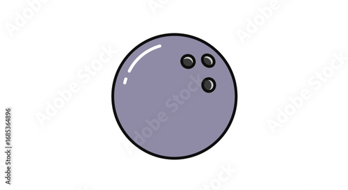 Bowling ball illustration with shiny highlights and three holes, perfect for sport-themed design projects