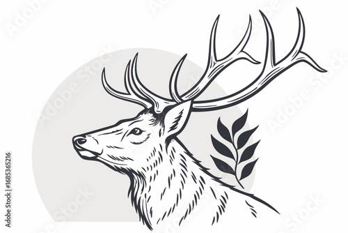 Elegant Stag Head Silhouette Vector
