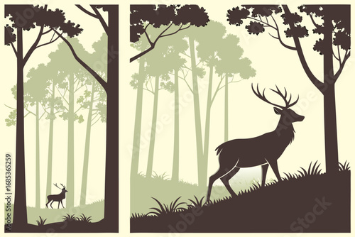 Forest Deer Shadow Illustrations
