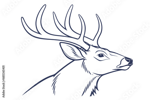 Minimalist Deer Head Outline Clipart
