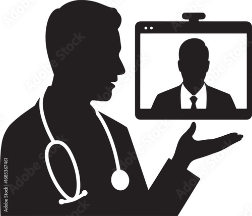 Doctor Telemedicine Consultation with Patient on Screen for Remote Healthcare Services
