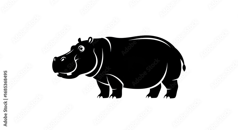 Obraz premium Black hippo silhouette