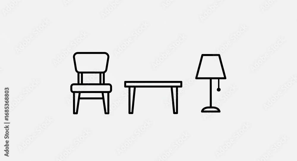 Fototapeta premium Outline furniture illustration