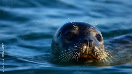 Gray seal swimming in ocean