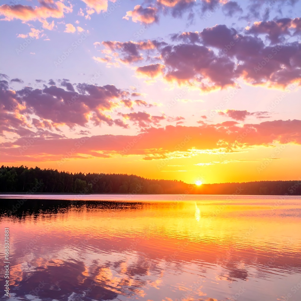 Fototapeta premium Serene sunrise over a calm lake (3)